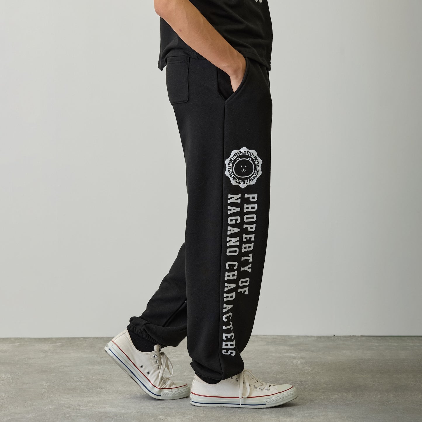 ナガノキャラクターズ スウェットパンツ カレッジ くま ブラック