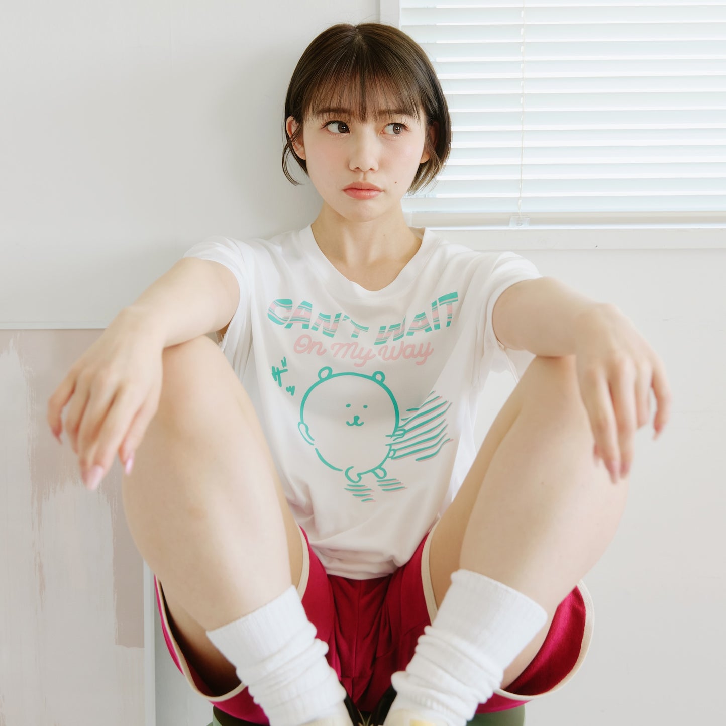 Nagano Characters 速干T恤 CAN’T WAIT (自嘲熊) 白色