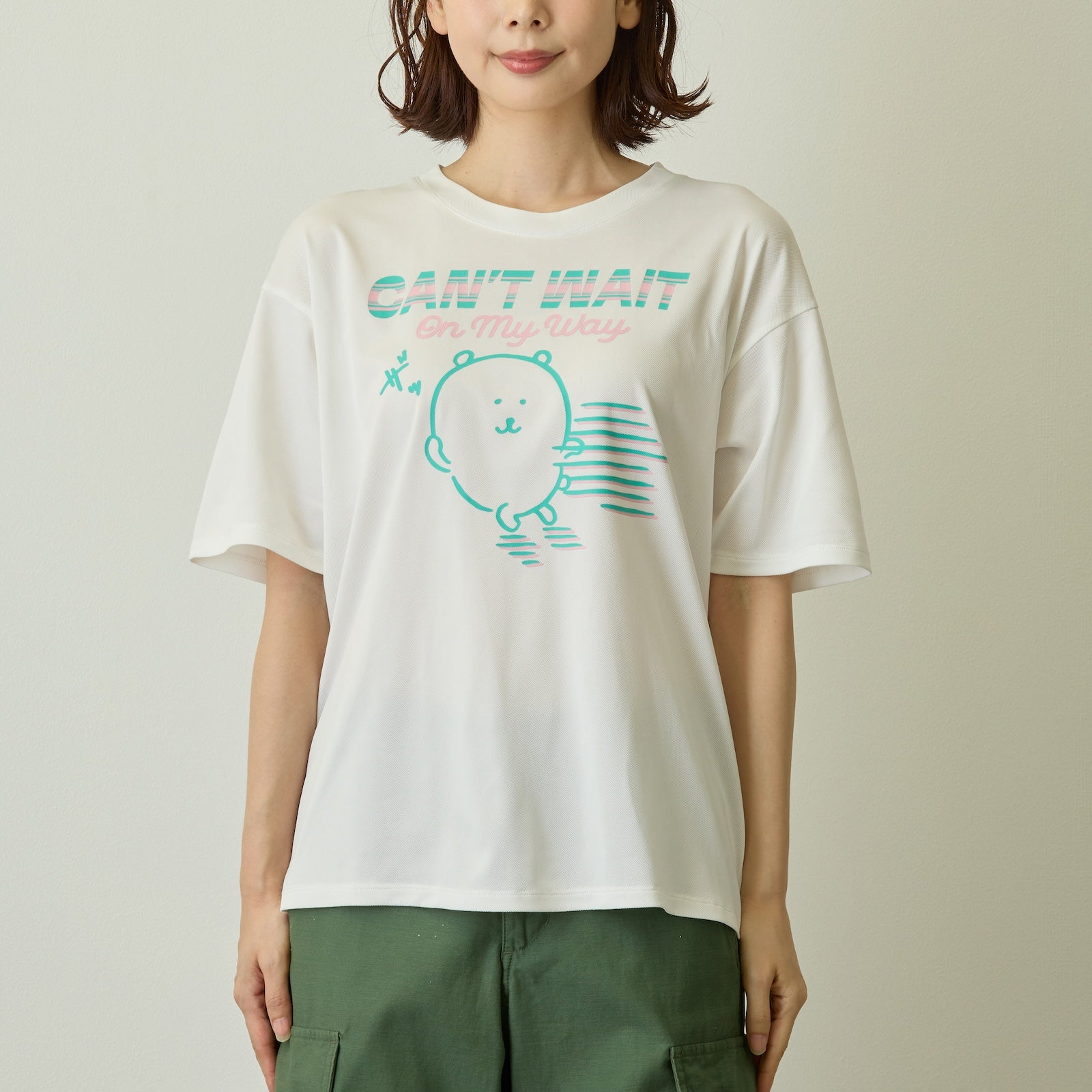 ナガノキャラクターズ ドライTシャツ CAN'T WAIT くま ホワイト