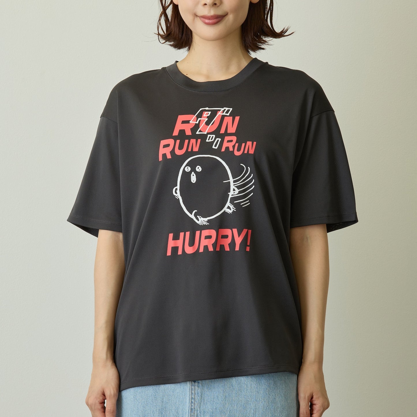 Nagano Characters 速干T恤 RUN (鼹薯饼) 炭灰色