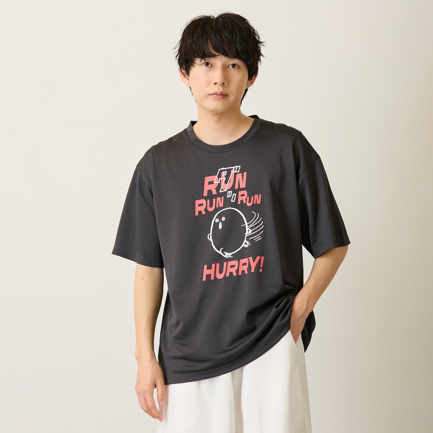 Nagano Characters 速干T恤 RUN (鼹薯饼) 炭灰色