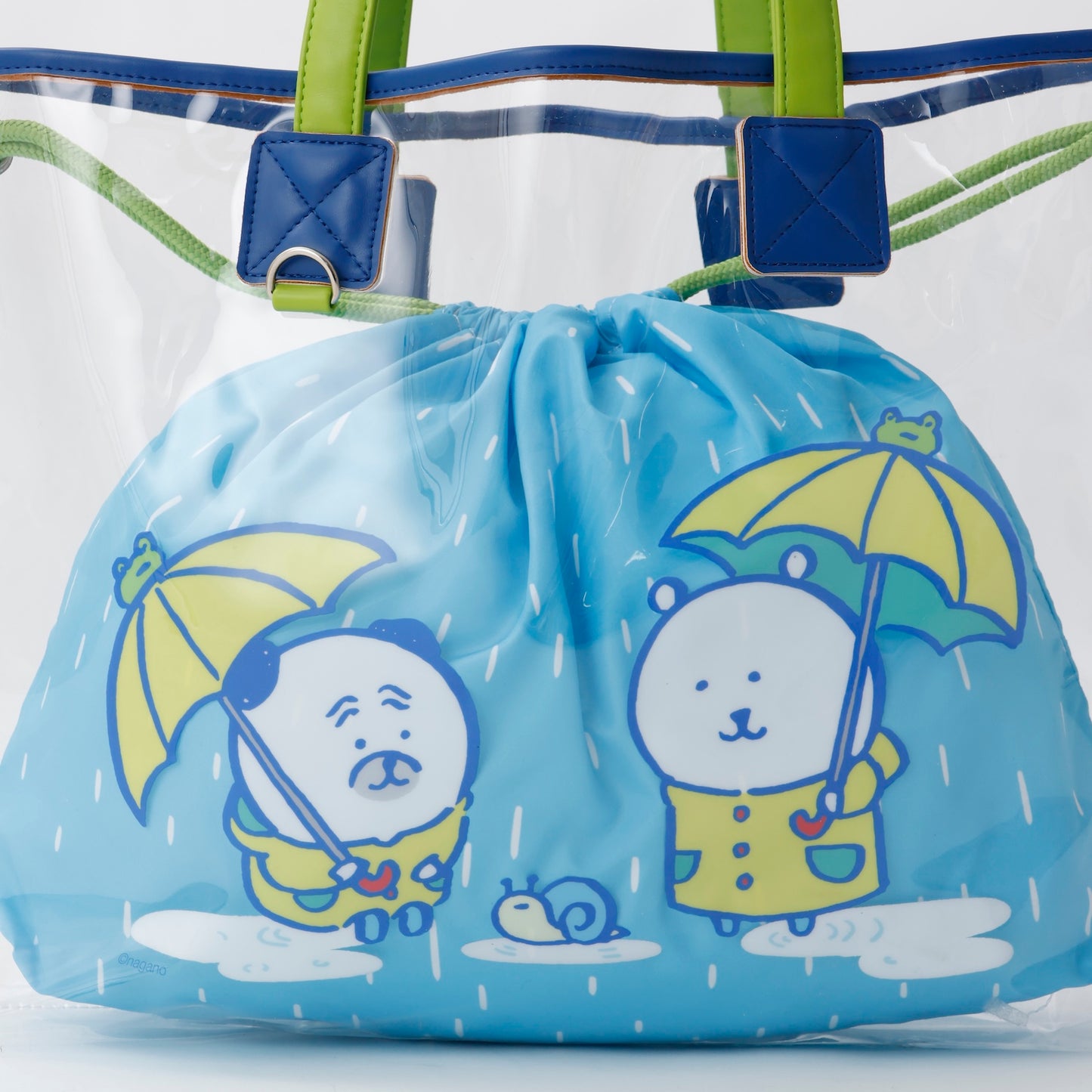 ナガノキャラクターズ クリアトートバッグ 雨だね ブルー