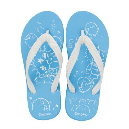 Nagano Characters Flip-flops Jiisan and Azarashi Blue