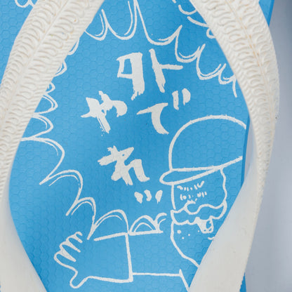 Nagano Characters Flip-flops Jiisan and Azarashi Blue