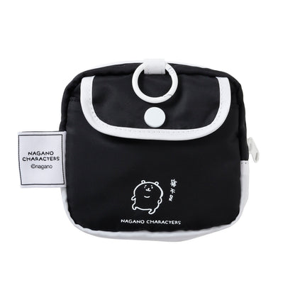 Nagano Characters Puffy Applique Pouch "Lack of Sleep" Black