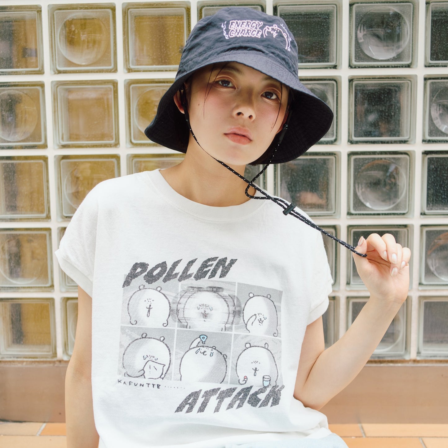 ナガノキャラクターズ ワイドノースリーブ POLLEN ATTACK ホワイト