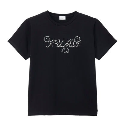 ナガノキャラクターズ ラインストーンTシャツ DECO（くま） ブラック