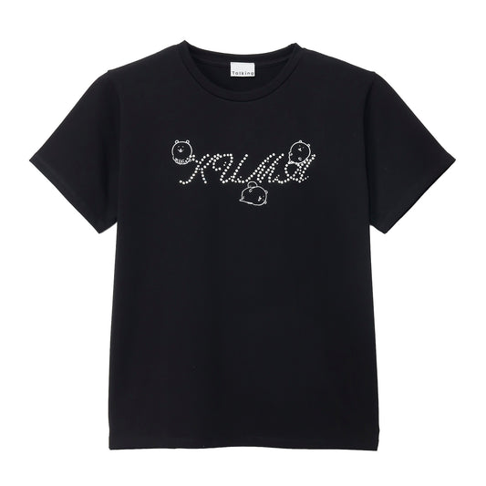 ナガノキャラクターズ ラインストーンTシャツ DECO（くま） ブラック