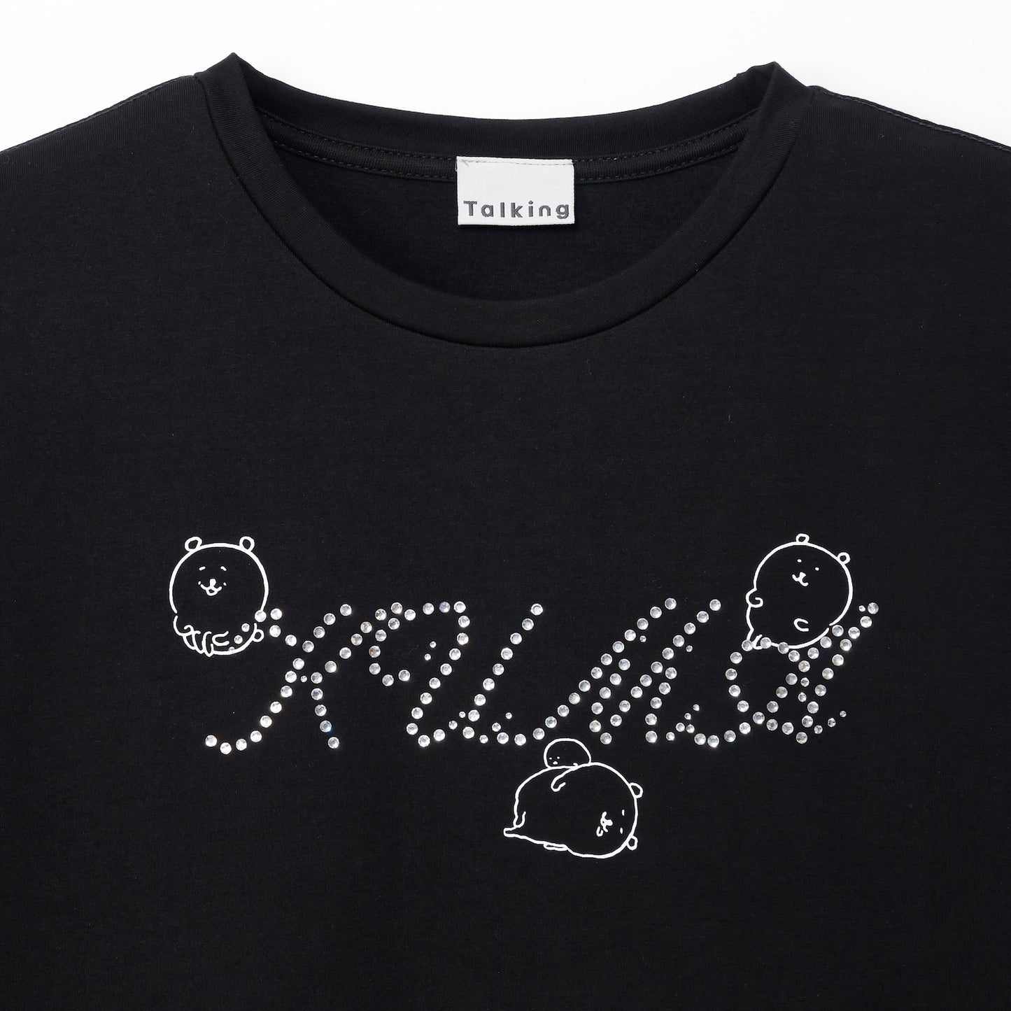 ナガノキャラクターズ ラインストーンTシャツ DECO（くま） ブラック