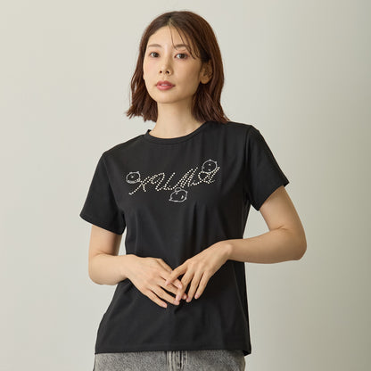 ナガノキャラクターズ ラインストーンTシャツ DECO（くま） ブラック