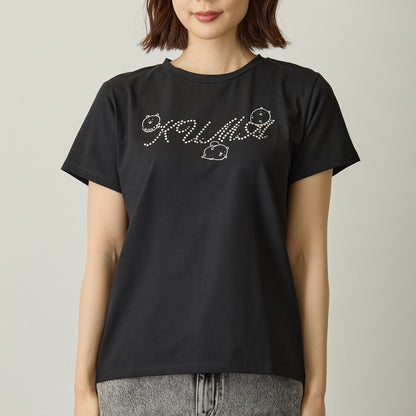 ナガノキャラクターズ ラインストーンTシャツ DECO（くま） ブラック