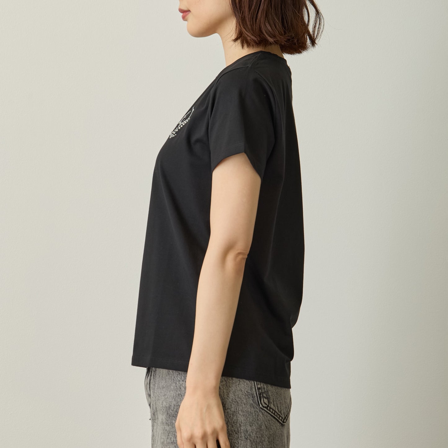 ナガノキャラクターズ ラインストーンTシャツ DECO（くま） ブラック