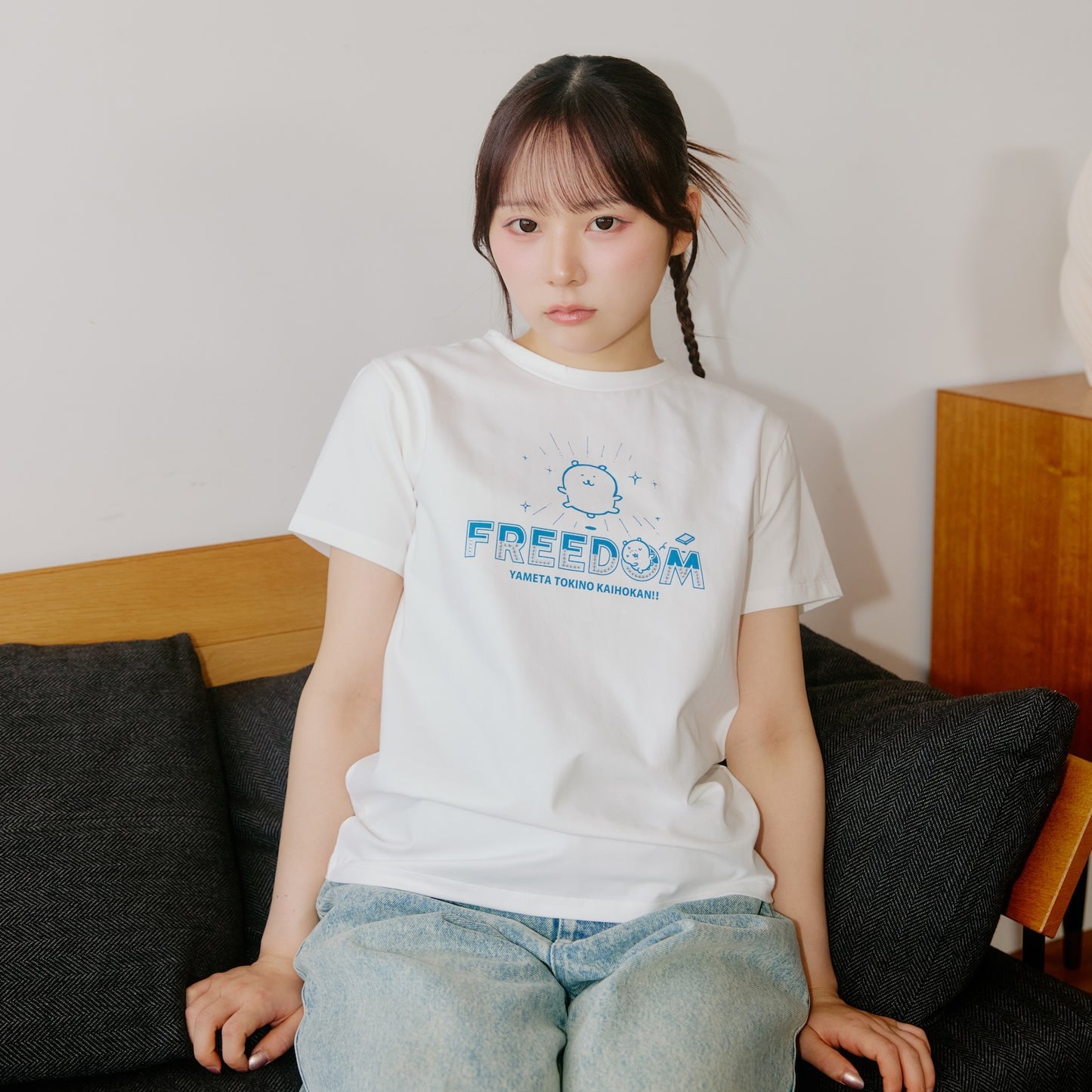 ナガノキャラクターズ ラインストーンTシャツ DECO（FREEDOM） ホワイト