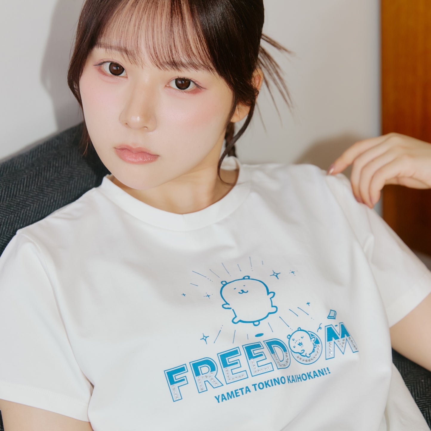 ナガノキャラクターズ ラインストーンTシャツ DECO（FREEDOM） ホワイト