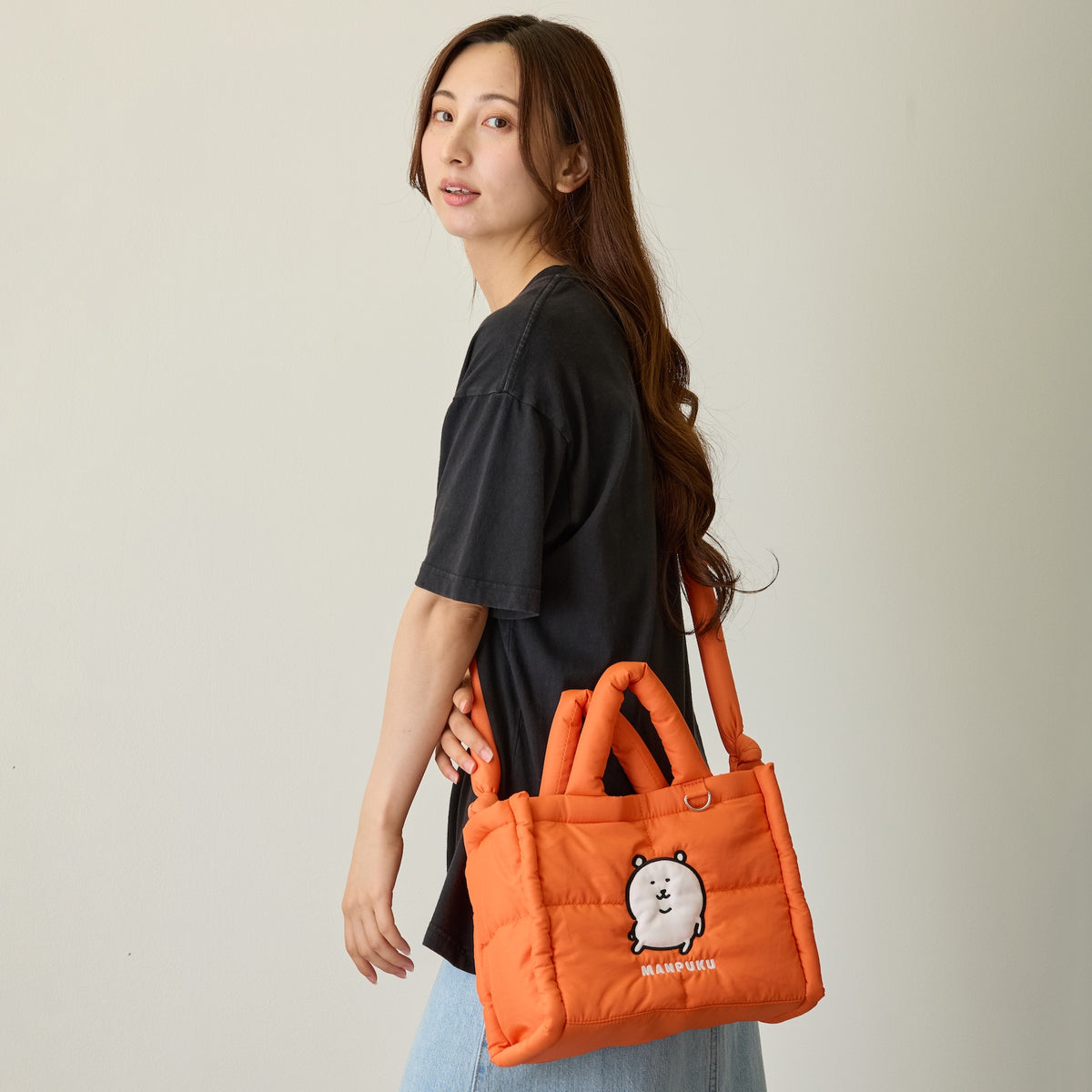Nagano Characters Puffy Shoulder Bag MANPUKU Orange