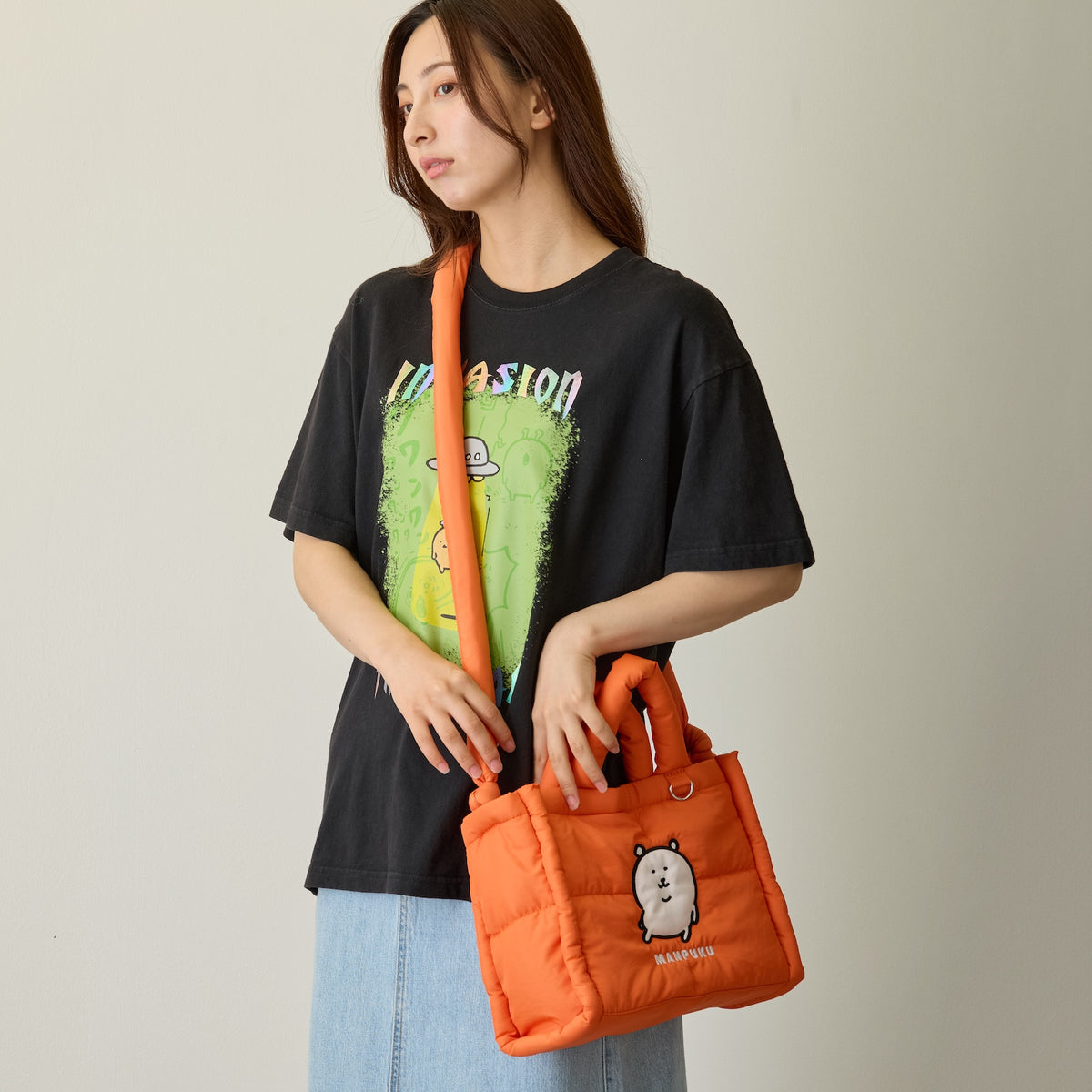 Nagano Characters Puffy Shoulder Bag MANPUKU Orange