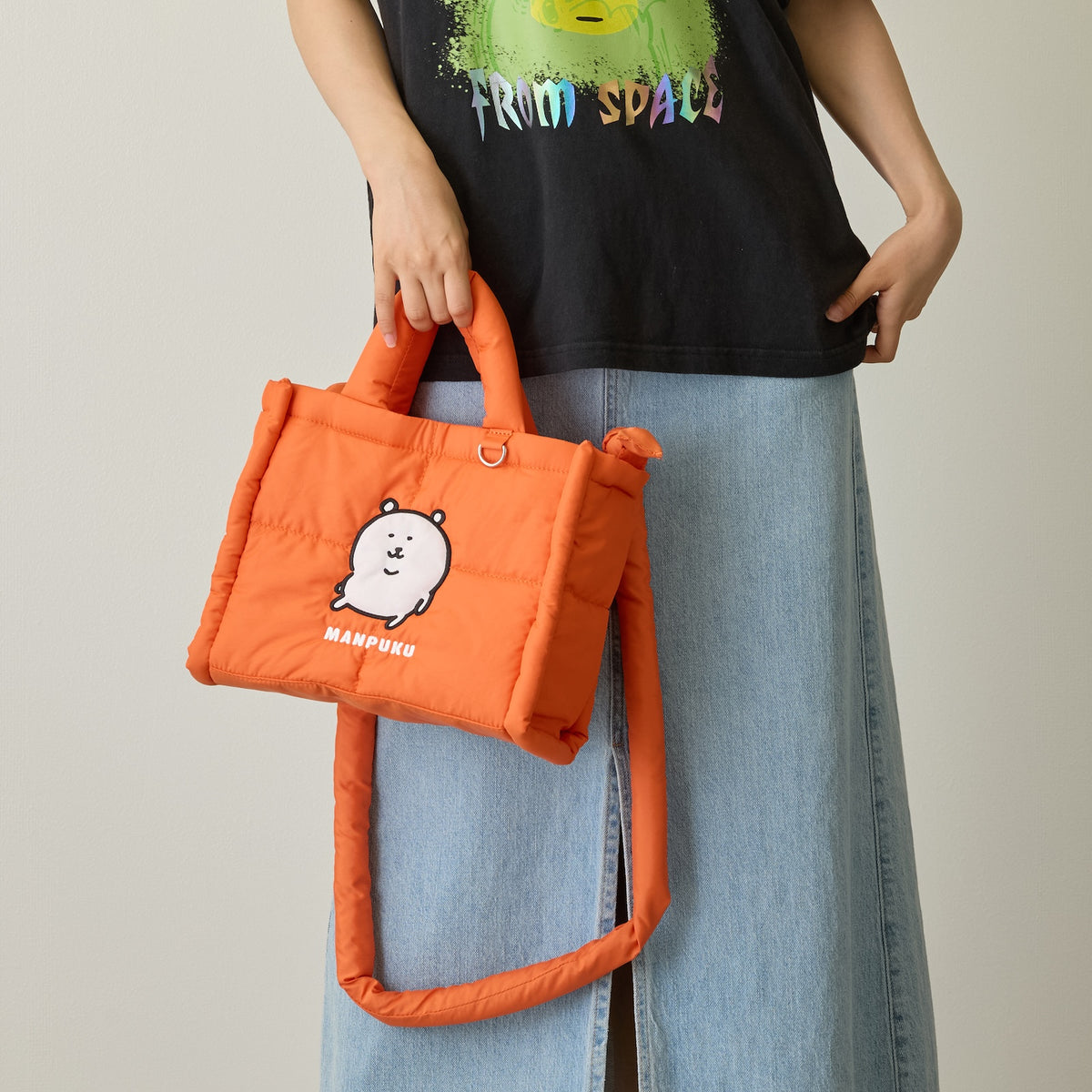 Nagano Characters Puffy Shoulder Bag MANPUKU Orange