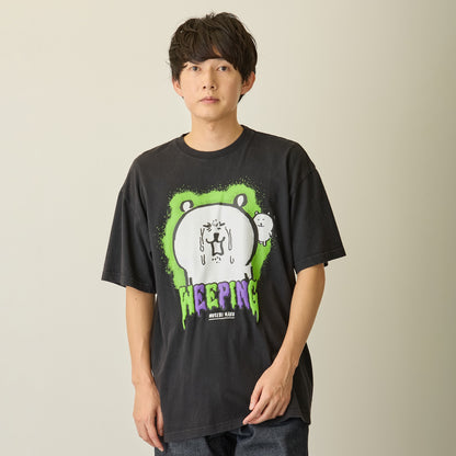 Nagano Characters 발포 프린트 T셔츠 오열 블랙 M