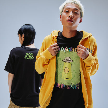 Nagano Characters 발포 프린트 T셔츠 오열 블랙 M