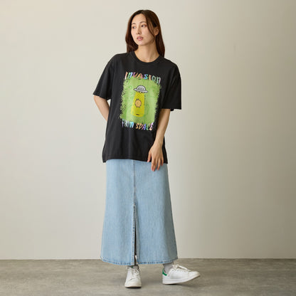 Nagano Characters 박 프린트 T셔츠 두더지고로케 (외계인) 블랙