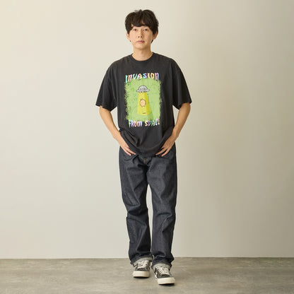 Nagano Characters 박 프린트 T셔츠 두더지고로케 (외계인) 블랙