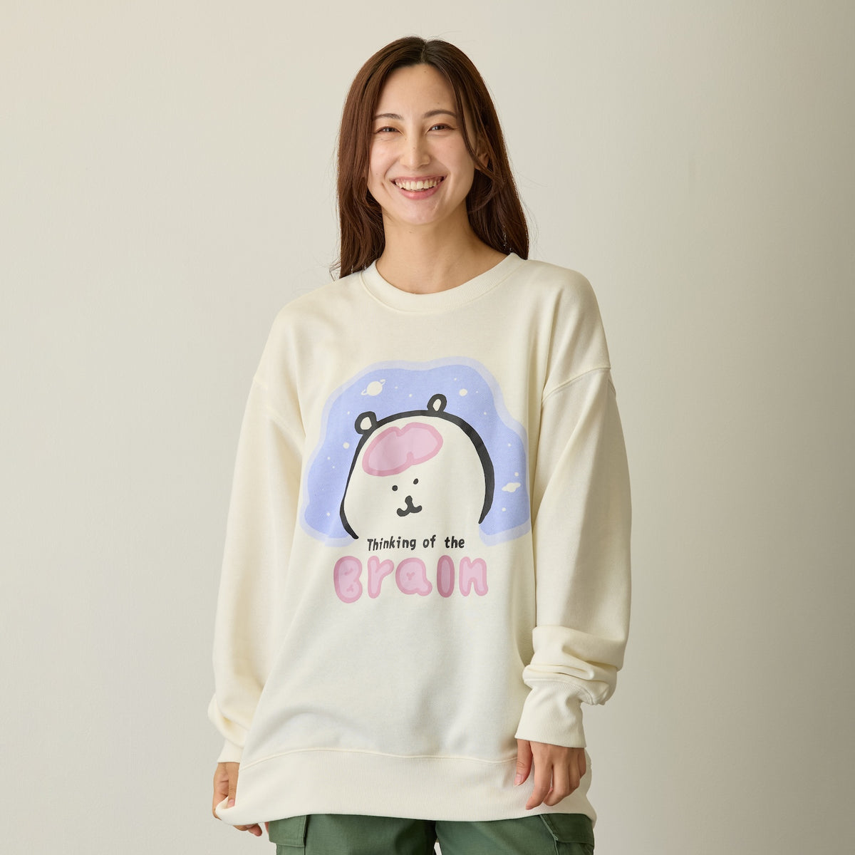 Nagano Characters 스웨트셔츠 뇌를 생각하며 오프 화이트