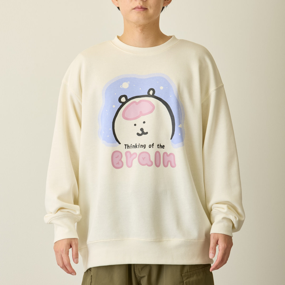 Nagano Characters 스웨트셔츠 뇌를 생각하며 오프 화이트