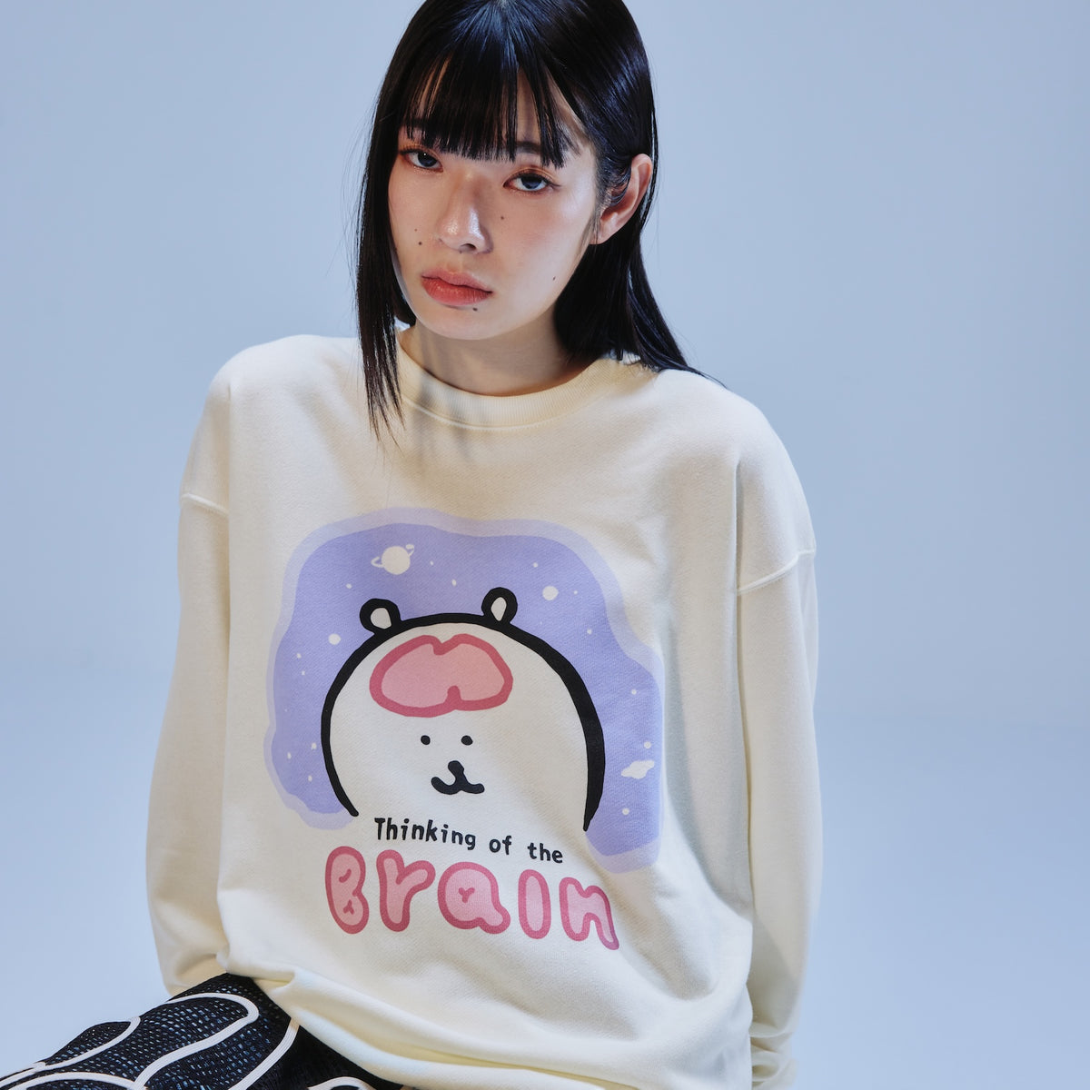 Nagano Characters 스웨트셔츠 뇌를 생각하며 오프 화이트