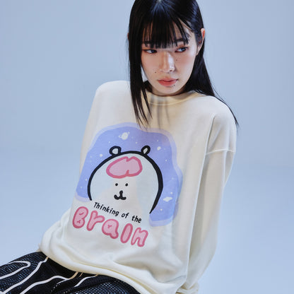Nagano Characters 스웨트셔츠 뇌를 생각하며 오프 화이트