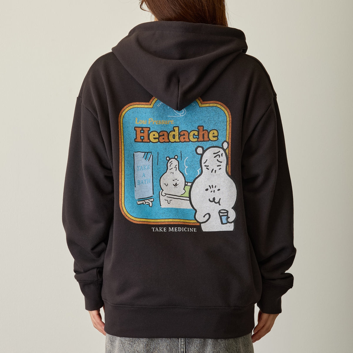 Nagano Characters 집업 후드 기압이 먹색