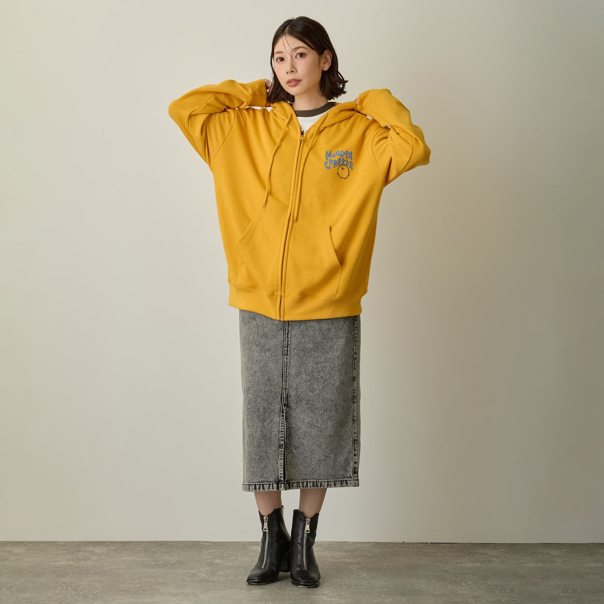 Nagano Characters 집업 후드 MELTED MOGURA COROKKE 오렌지