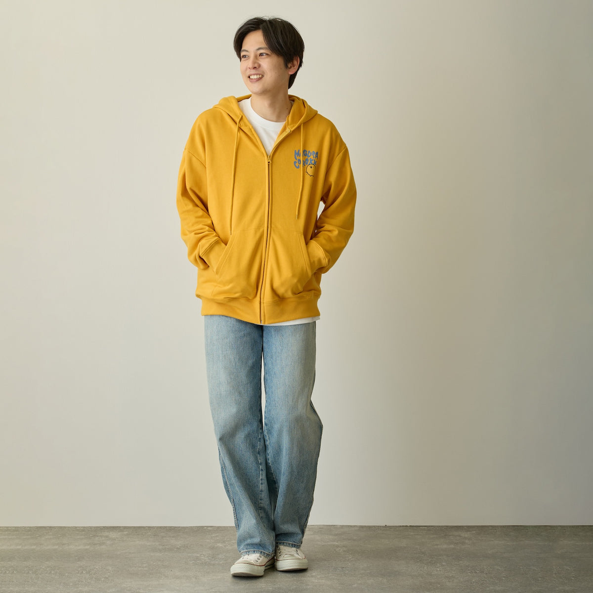 Nagano Characters 집업 후드 MELTED MOGURA COROKKE 오렌지