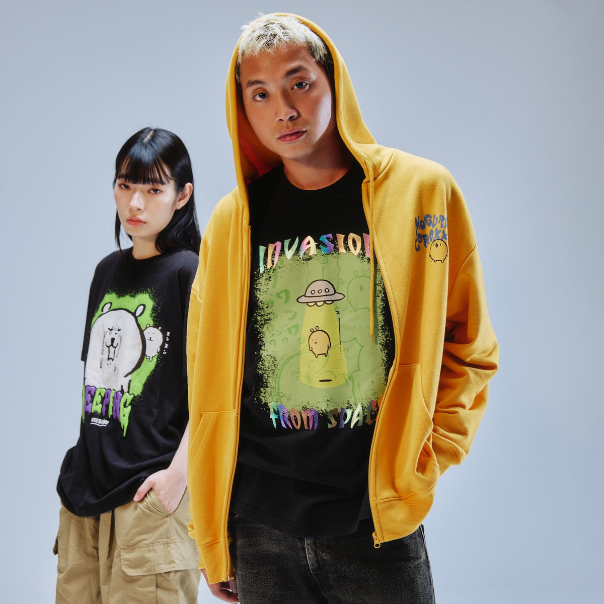 Nagano Characters 집업 후드 MELTED MOGURA COROKKE 오렌지