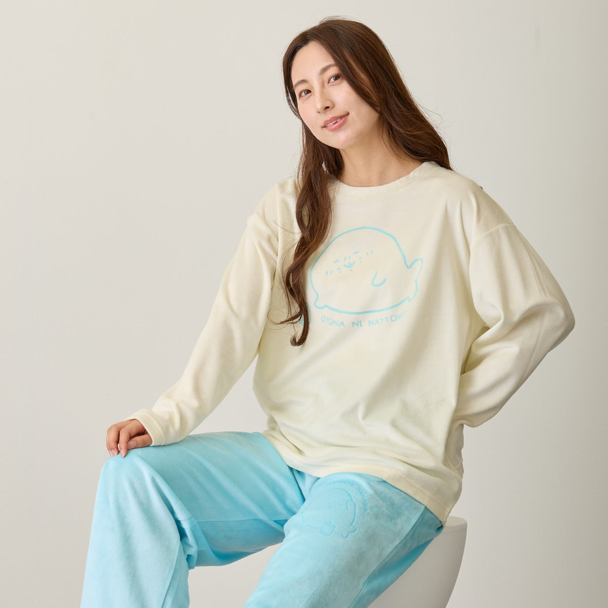 Nagano Characters 룸웨어 셋업 OTONA NI NATTOKO 오프 화이트