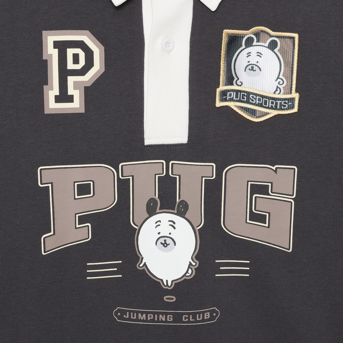 ナガノキャラクターズ ラガーシャツ PUG スミクロ