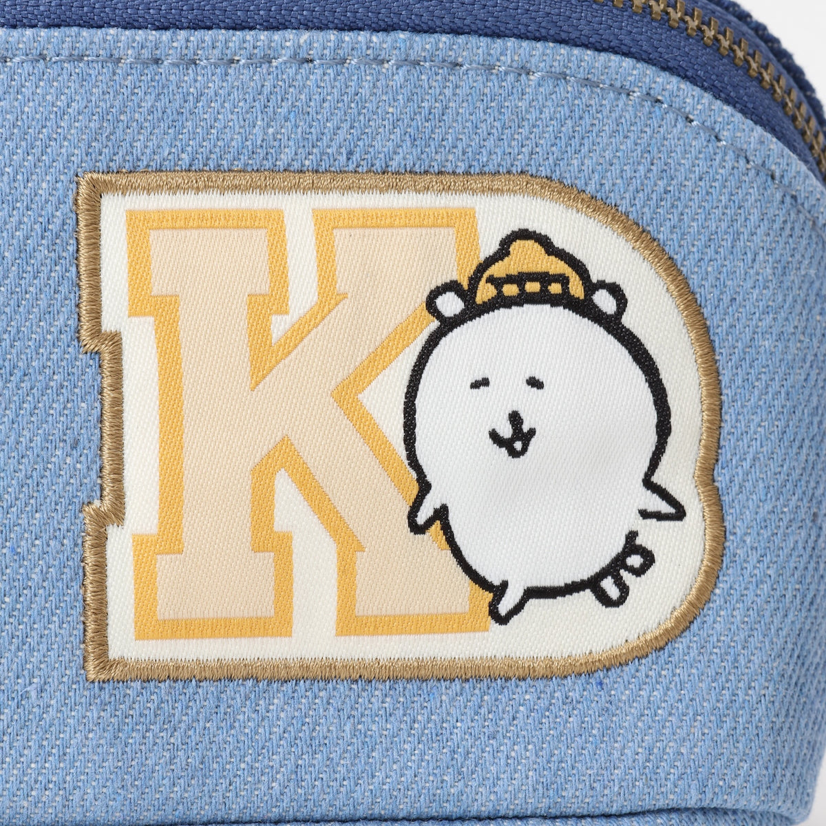 ナガノキャラクターズ デニムポーチ イニシャル ブルー