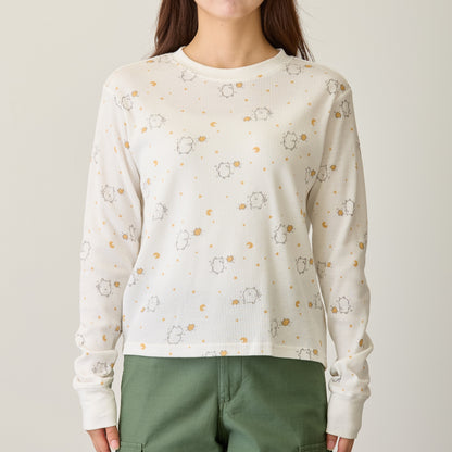ナガノキャラクターズ ワッフル長袖Tシャツ ラムネリナイト ホワイト