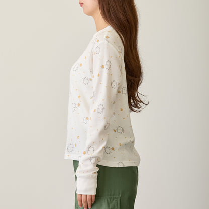 ナガノキャラクターズ ワッフル長袖Tシャツ ラムネリナイト ホワイト