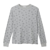 ナガノキャラクターズ ワッフル長袖Tシャツ 思いを馳せる グレー