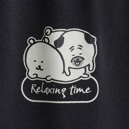 ナガノキャラクターズ スウェットパンツ Relaxing Time（パグ） スミクロ