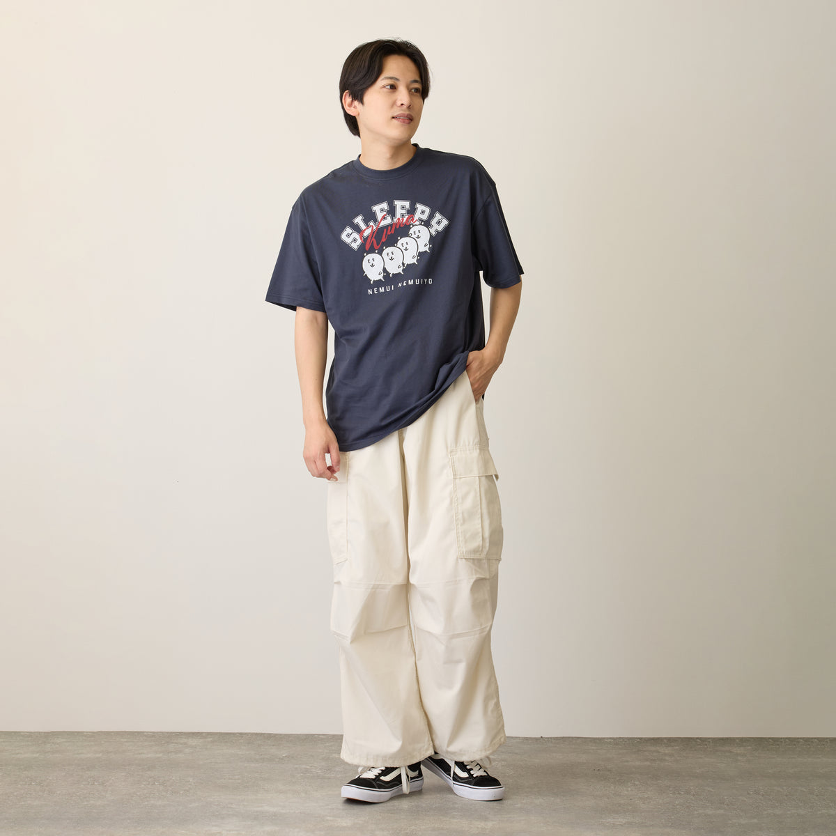 ナガノキャラクターズ Tシャツ SLEEPY（くま） ネイビー