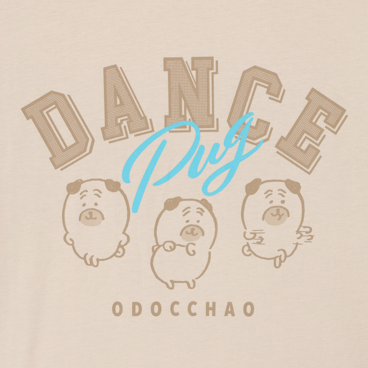 ナガノキャラクターズ Tシャツ DANCE（パグ） オフホワイト