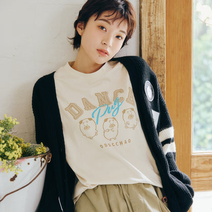 ナガノキャラクターズ Tシャツ DANCE（パグ） オフホワイト