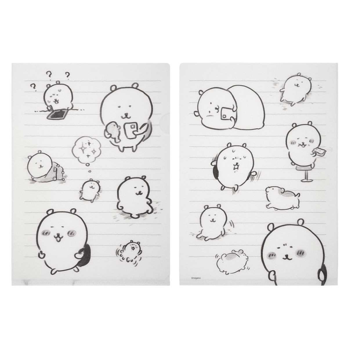 ナガノキャラクターズ 思い出のスケッチ 手触りの良いクリアファイル（ホワイト）