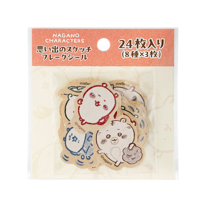 Nagano Characters 추억의 스케치 플레이크 스티커