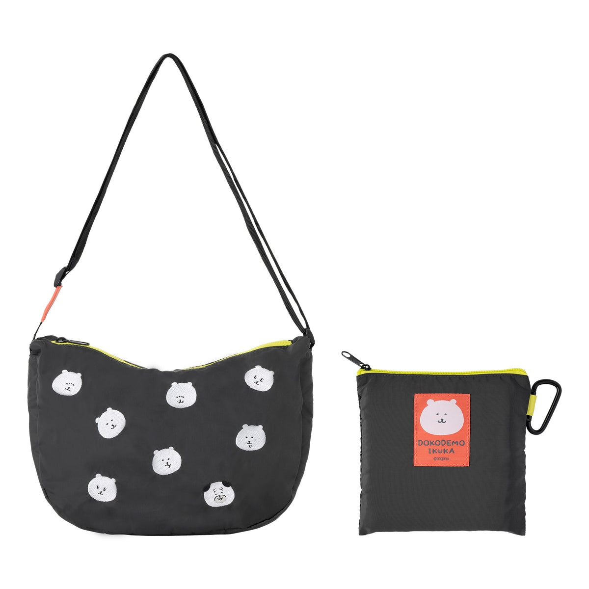 ナガノキャラクターズ 折りたためるトラベルムーンショルダーバッグ（くま）
