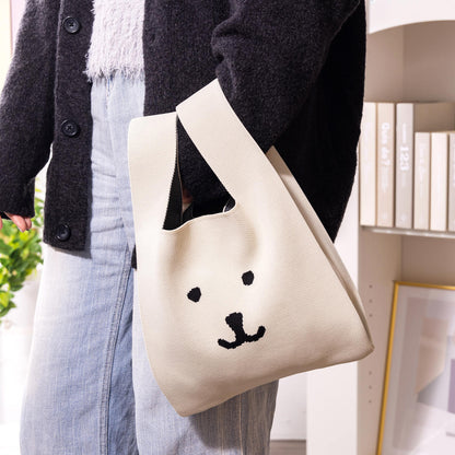 ナガノキャラクターズ カラーなニットバッグ（ホワイト）