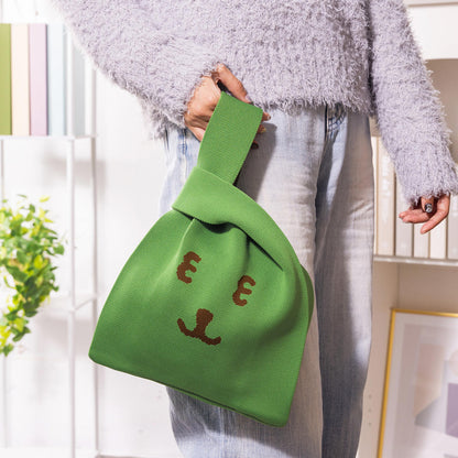 ナガノキャラクターズ カラーなニットバッグ（抹茶）