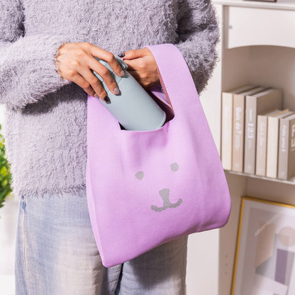 ナガノキャラクターズ カラーなニットバッグ（ライトパープル）