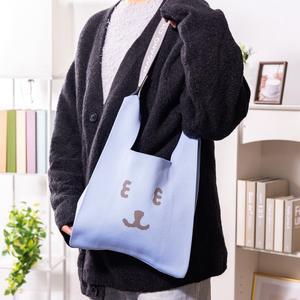 ナガノキャラクターズ カラーなニットバッグ（ライトブルー） | ナガノ